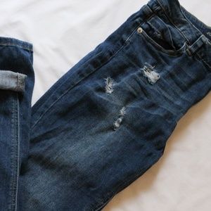 Distressed High-waist Skinny Jeans